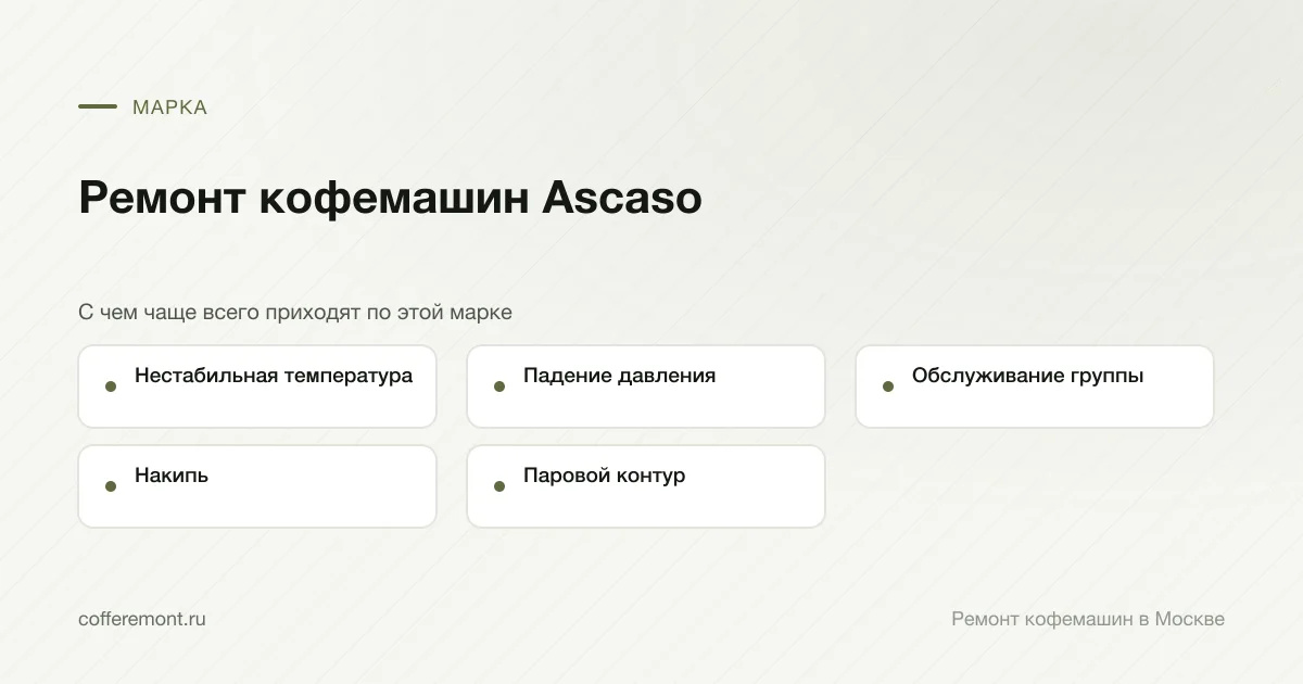 Узлы, которые чаще всего ремонтируем: нестабильная температура, падение давления, обслуживание группы, накипь, паровой контур