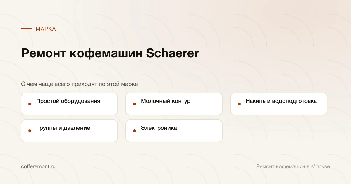 Узлы, которые чаще всего ремонтируем: простой оборудования, молочный контур, накипь и водоподготовка, группы и давление, электроника